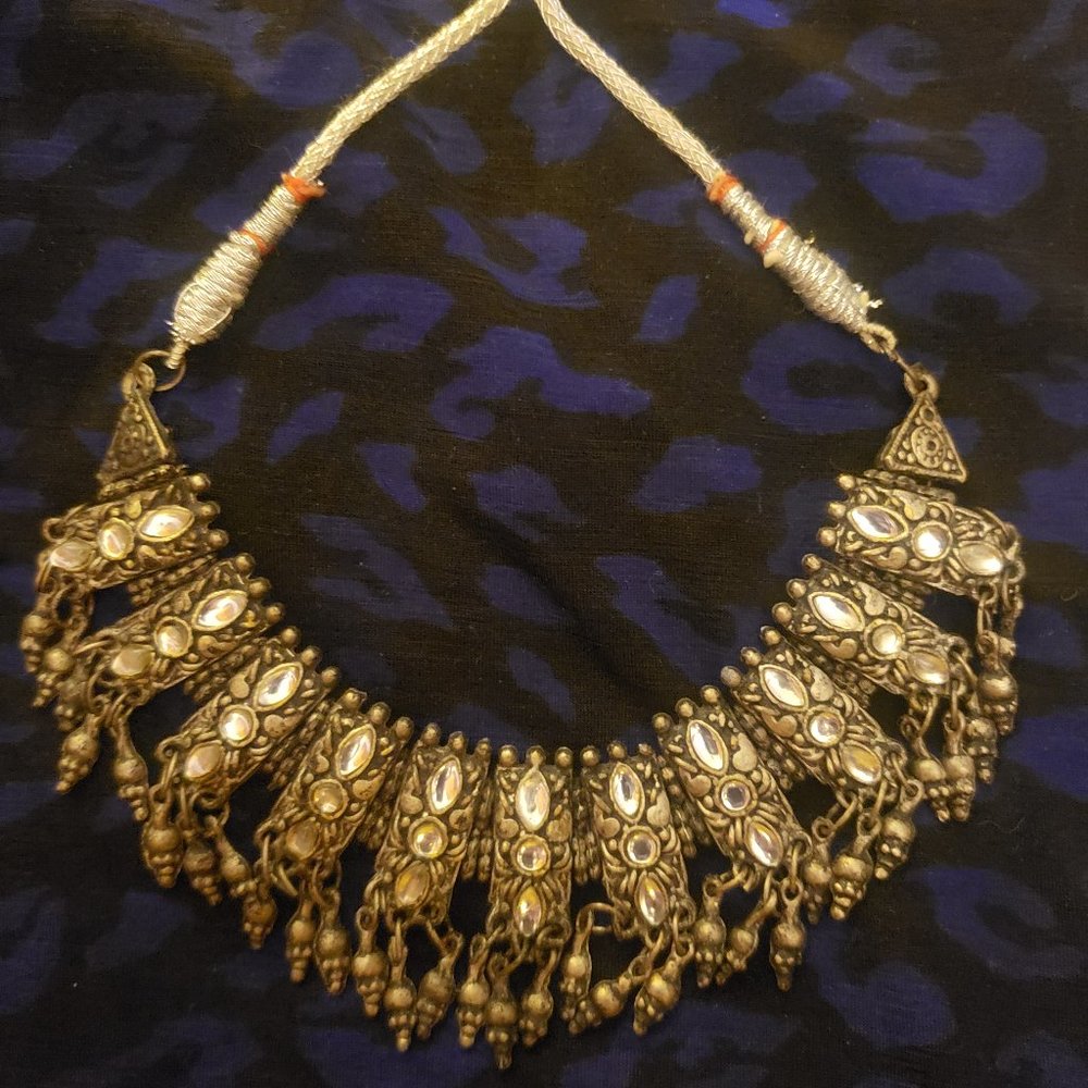 Silver Chunky White Rhinestone Necklace